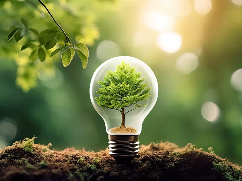 Lampadina-con-dentro-albero-per-sostenibilità Lampadina con dentro albero per sostenibilità